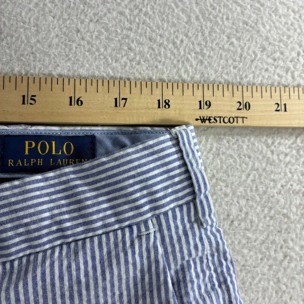Polo Ralph Lauren Seersucker Chino‎ Shorts Men 38x8 Blue Stretch Preppy Summer